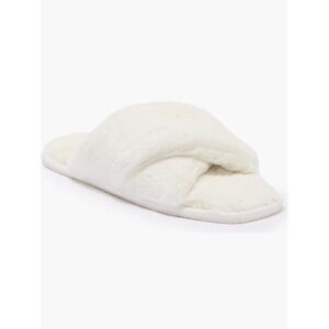 NWT Nordstrom Women's BP Mae Cross Strap Slippers Ivory Faux Fur Size XL